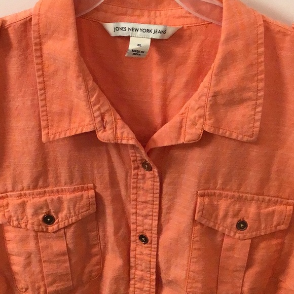 Jones New York Jeans Orange Button Up Shirt Size XL - Picture 3 of 3